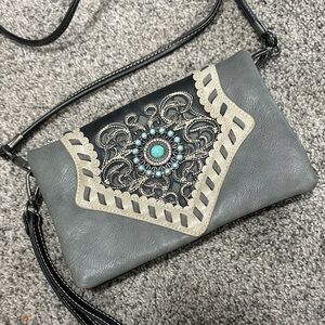 Gray and Black Embroidered Women's Bag American Bling